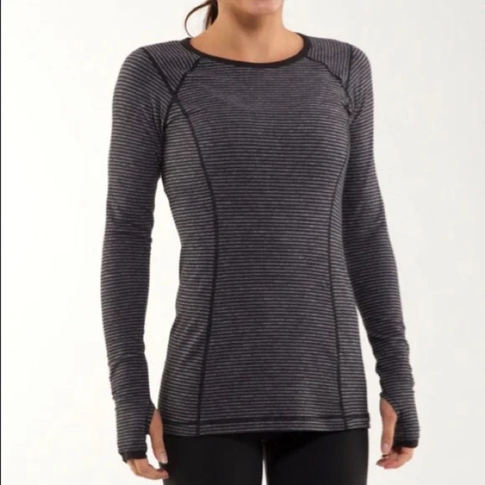Lululemon Swiftly Tech Long Sleeve Shirt – Black/Grey Striped